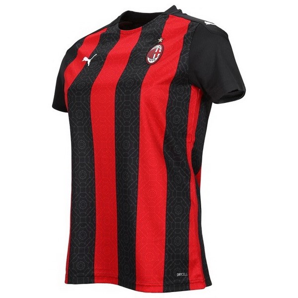 Camiseta AC Milan Replica Primera Ropa Mujer 2020/21 Rojo Negro